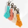 Keychains Bohemia Handmade Macrame Keychain Tassel Key Chain For Women Girl Bag Charms Hanging Boho Jewelry Gift Friends