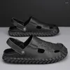 Sandals Mens Summer Fashion Leather Male Slippers Casual Outdoor Platform Ankle Beach Shoes Fisherman Sport Walking