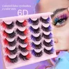 Valse wimpers 10Pair Lashes met kleur Faux nertsen pieky pluizige gekleurde gekleurde