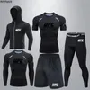 Set da corsa Tuta da compressione Sport Fitness Esercizio Lotta Boxe T-shirt Abbigliamento da uomo