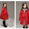HOTSELL 2023 새로운 아기 어린이 의류 의류 소녀 가을 공주 코트 코트 고기색 단일 가슴 트렌치 베이비 외부웨어 옷