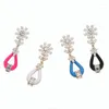 Stud Earrings 2023 Fashion Jewelry Crystal Artificial Gem Patchwork Leaves Flower Ladies Sexy Big For Elegant Women