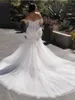 Sexy chérie sirène robe de mariée, plus la taille de l'épaule dos nu robe de mariée dentelle Applique Long Train ivoire Tulle robe de mariée vestidos