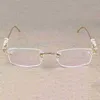 20% de réduction pour les créateurs de luxe Vintage Leopard Rimless Clear Stone Lunettes transparentes Cadre Lunettes Hommes Accessoires Oculos Lunettes 6384Kajia