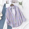 Women's Blouses Women's Plaid Shirt 2023 Dames losse casual blouse en tops verse universiteitsstijl vrouwelijke lange mouw shirts vrouwenkleding