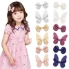 Hair Accessories 1PCS Baby Girl Lychee Pattern Butterfly Hairpin Solid Color Round Ear Bangs Clip Children's Women's