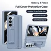 Hoge kwaliteit voor Samsung Galaxy Z Fold 4 Fold 5 Case Stand Glas Front Film Lederen Scharnier Bescherming Cover
