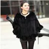 Fashion Women Fur Shawl Winter Knitted Real Furs Stole With Fur Hood Knitted Minks Coats Poncho Pashmina307i