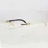 Damen Luxus Designer Clear Eye Frames für Herren Damen Accessoires Randlos Natürliches Büffelhorn Gold Transparent Brillengestell