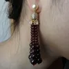 Dangle Earrings Beautiful Garnet Pink Freshwater Pear Zircon Pave