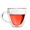180ml 240ml tasses à café en verre à double paroi tasses à thé au lait en forme de coeur transparent avec poignée cadeaux romantiques dh9714