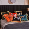 Housse de coussin de luxe en velours de cheval avec pompon, taie d'oreiller douce à Double impression, décoration de la maison pour canapé