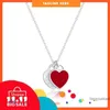 T Home romantique amour femme rouge dégoulinant d'huile émail bleu clavicule chaîne Double coeur pendentif collier cadeau SHTO