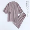 Etniska kläder par hem casual pyjamas set japansk stil yukata kimono bomullslinne kläder shorts kinesiska hanfu pyjamas badrobe