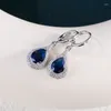 Brincos pendurados JoiasHome em forma de gota de água com 7 10mm safira cor azul real zircão prata 925 joias para charme feminino