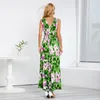 Freizeitkleider Sexy Kleid mit tiefem V-Ausschnitt Boho Split Maxi Floral ALine Long DropShip