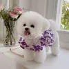 Vestuário de cachorro roupas de pelúcia pet primavera e verão flores quebradas voando manga curta saia bichon gato colete fino