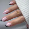 أظافر كاذبة 24pcs أظافر نصائح الأظافر مزيفة nials manicure diy بلاك بلاك الكريستال الطويل اللوز الفرنسي