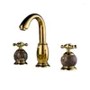 Bathroom Sink Faucets European Style All Copper Double Handle Single Hole Faucet In Kitchen Basin And Cold