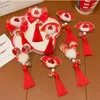 Hair Accessories Tassel Children Red Bow Hairpin Fan Plush Chinese Year Headwear Tang Suit Clip Ancient Style