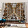 Blinds Blackout Luxury 3D Cretans de janela para sala de estar Curtains Biblioteca Curtain Curtain