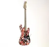 ev h سلسلة مخططة Frankie Red Black White Relic Electric Guitar #0987