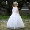 Girl Dresses Summer Flower Birthday V-collar Lace First Communion Fluffy Princess Wedding Piano Playing Prom Party Evening Gown