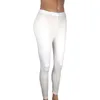 Tenues de yoga SEWS-Femmes Longueur de la cheville Collants sans pieds Collants sans couture Stretch Couleurs opaques Blanc