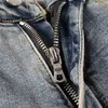 Casual Men Amiryes Wahsed Straight Zipper Fly Mönster Stick Skin Elastic Blue Tight Jean