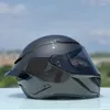 Motorcykelhjälmar Enkel lins Full Face Safety Helmet Casco Dot Approved Black Carbon Fiber Unisex Racing Motocross