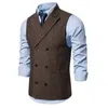 Herrenwesten Weste Herren Zweireiher Anzugwesten Herren Ärmellose Anzugweste Vintage Formelle Blazer Weste für Hochzeit chaleco 230404