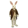 2024 Bonito Mr. Rabbit Mascot Costume Traje de coelhinho da Páscoa Roupa de adereços de corpo inteiro