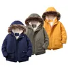 Jackets Hoodies 5852 Children Winter Fleece Outdoor Baby Boys Faux Fur Collar Jacket Warm Teen Kid Clothes Thickened Cotton Padded Coat