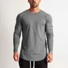 T-shirts pour hommes Mode t-shirt à manches longues hommes Sporting T-shirt Hommes Fitness Solide col rond Gymnases Bodybuilding Tshirt homme 230404