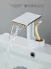 Bathroom Sink Faucets Creative Waterfall Wash Basin Faucet And Cold All Copper Cabinet White Black Gold