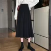 Skirts Black Long Pleated Skirt School Girls Autumn Winter 2023 High Waist A-line Umbrella Suit For Young Women SXHBSQ671