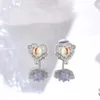 Boucles d'oreilles créoles en argent Sterling 925, pierre de lune, amour, cœur, pour femmes et filles, Design ajouré, bijoux, cadeau de fête, goutte