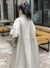 Kvinnors trenchrockar Lanmrem Kvinnor Long Coat Fashion Lapel Pockets Single Breasted DrawString Windbreaker Korean Style 2023 Autumn 23539