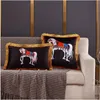 TOP Light Luxury Design Custom Horse Soft Cushion Cover Decorative Velvet Tassel Pillow Case