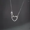 Kedjor 925 Silver Plated Crystal Love Heart Charm Pendant Necklace For Women Girl Fashion ClaVicle Chain Choker Jewelry Party DZ230