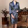 Men's Sleepwear Men Silk Satin Pajamas Pajama Pyjamas Robe Long Sleeves Bathrobe Kimono Stripe Night Dressing Gown275z