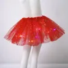 Stage Wear Kids Girls Shiny Sequins Ballet Dance Tutu Skirt LED Light Up Colorful Tulle Short Dress Princess Wedding Party Costume