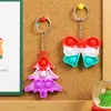Pop Toys Fidget Keychain Pres kabarcıkları anahtarlık Noel dekompresyon oyuncakları gökkuşağı silika jel pop kabarcıkları anahtar kolye