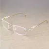 20% de réduction pour les créateurs de luxe Vintage Leopard Rimless Clear Stone Lunettes transparentes Cadre Lunettes Hommes Accessoires Oculos Lunettes 6384Kajia