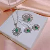 Ожерелье, серьги, серьги, японское и корейское изумрудное кольцо в стиле барокко, полный бриллиант, дизайнерская прямая трансляция, поставка ювелирных изделий из трех предметов