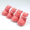 Gato trajes pet sapatos botas de neve cão outono e inverno teddy chihuahua cordeiro pelúcia sapato de algodão suprimentos 4 peças