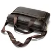 Briefcases Genuine Cowhide Leather Business Affairs Man Portable Briefcase Concise Solid Color Single Shoulder Package Messenger Bag Men