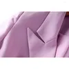 Dwuczęściowa sukienka Spring Autumn Fashion Women Twin Sets Fresh Lilac 2pcs Blazer garnitury Elegancka, szczupła krótka długość z paskiem