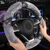 Steering Wheel Covers Winter Warm Car Cover Comfortable Plush Rhinestone Funda Volante Coche Accessories For GirlsSteering