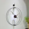 Suitable for dining room, bedroom, study, office living room large decorative wall clock metal and walnut watch hands home decoration no ticking clock